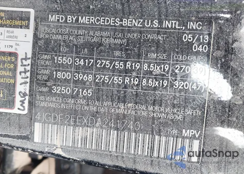 2013 Mercedes-Benz Gl 350 Bluetec 4Matic from USA, damaged, VIN 4JGDF2EEXDA241740